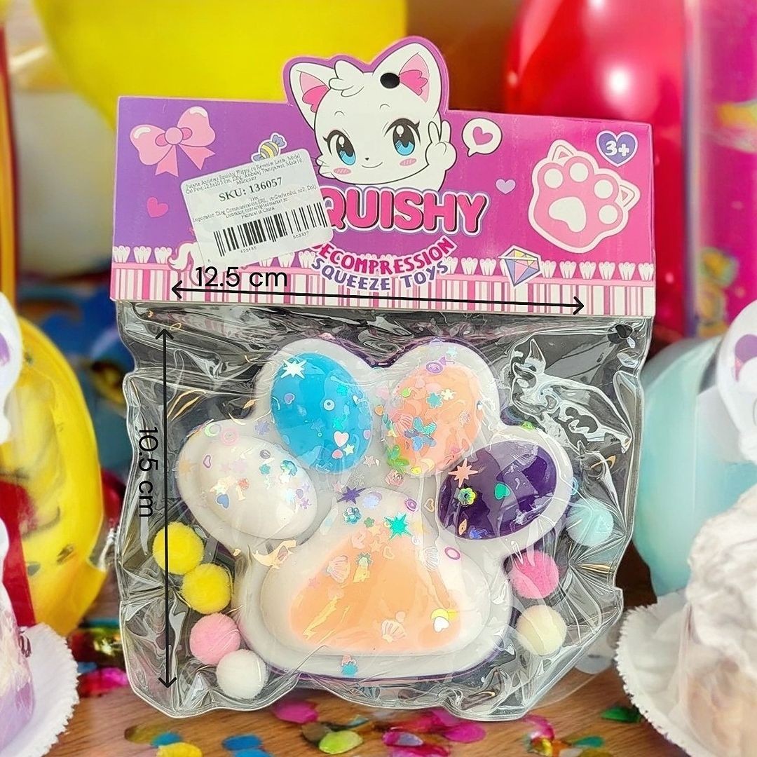 Jucarie Antistres Squishy, Flippy, cu Revenire Lenta, Squeeze Pinch Family, Model Cat Paw, 12.5x10.5 cm, 220g, Ambalaj Transparent, Model 8, Multicolor