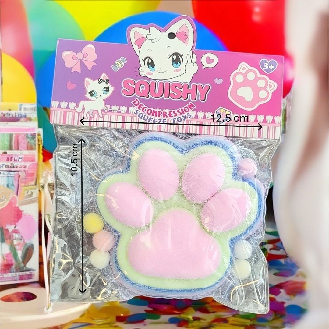 Jucarie Antistres Squishy, Flippy, cu Revenire Lenta, Squeeze Pinch Family, Model Cat Paw, 12.5x10.5 cm, 220g, Ambalaj Transparent, Model 9, Multicolor