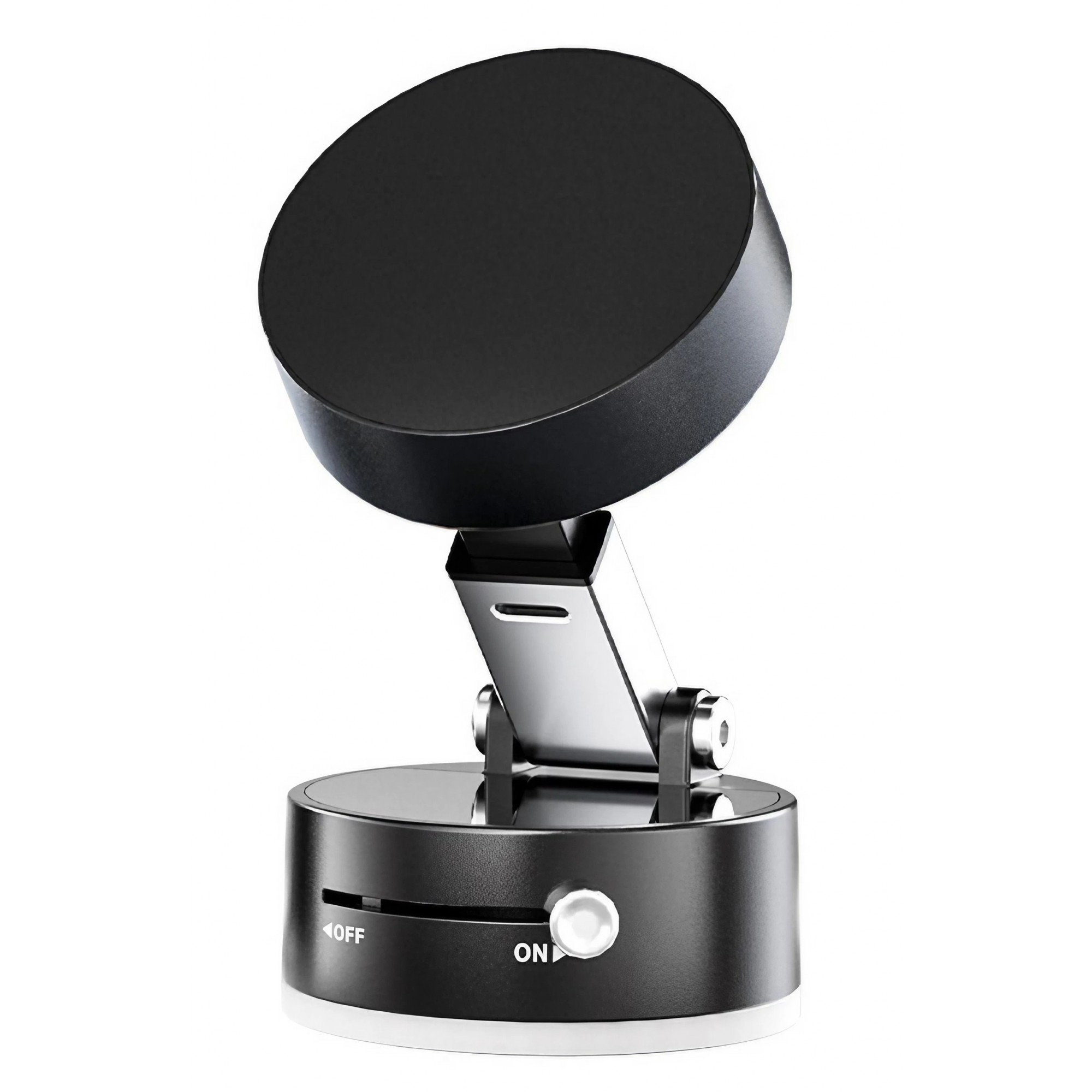 Suport Magnetic Auto pentru Telefon, Flippy, cu Ventuza, Pliabil și Retractabil, Fixare prin Vid și Magnet, Rotativ 360°, Negru