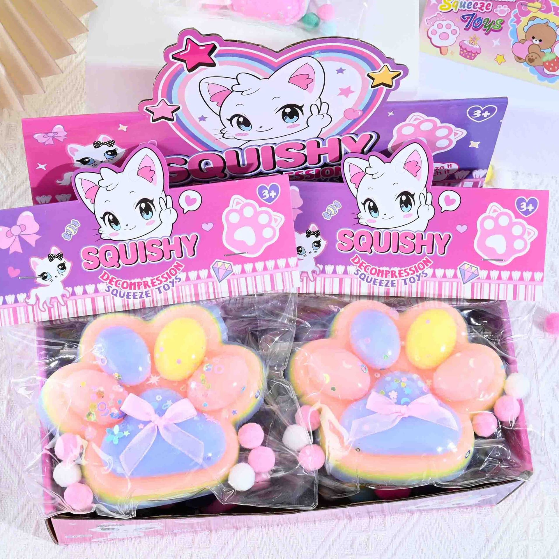 Jucarie Antistres Squishy, Flippy, cu Revenire Lenta, Squeeze Toys, Model Cat Paw, 12.5x10.5 cm, 220g, +3 Ani, din TPR, Model 3, Multicolor