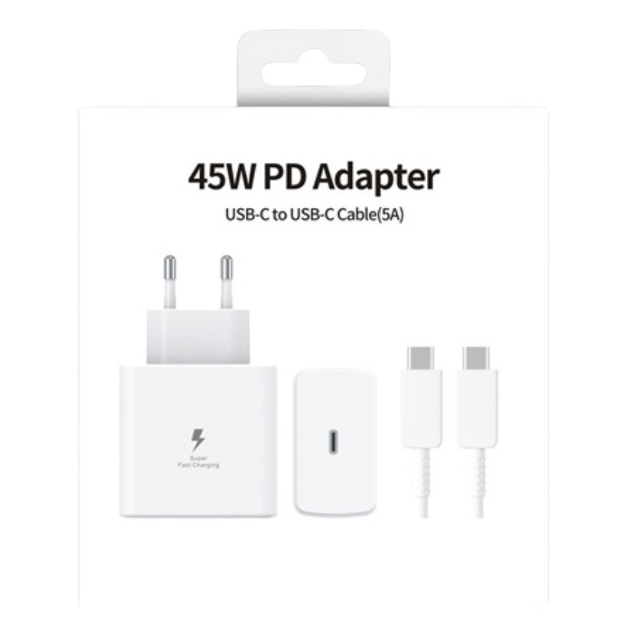 Incarcator Super Fast Charge, Flippy, Adaptor Fast Charge 45W, 5A, PD 3.0, Cablu 1m, Incarcator Fast Charge USB Type-C, Alb