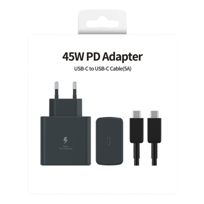 Incarcator Super Fast Charge, Flippy, Adaptor Fast Charge 45W, 5A, PD 3.0, Cablu 1m, Incarcator Fast Charge USB Type-C, Negru