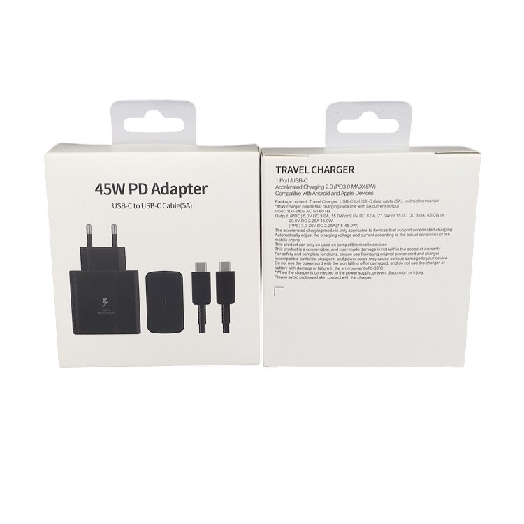 Set Incarcator Super Fast Charge, Flippy, 45W, 5A, PD 3.0, Cablu 1m, USB Type-C, Negru