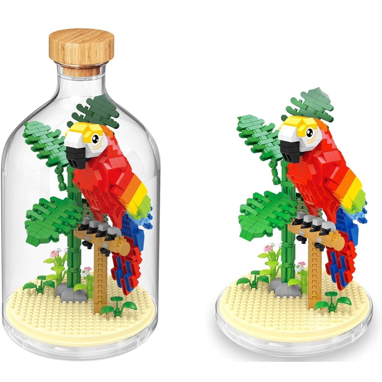 Set de Construit in Sticla, Flippy, 483 Piese, din Plastic, +14 Ani, 10 x 19.6 cm, Model Papagal, Multicolor