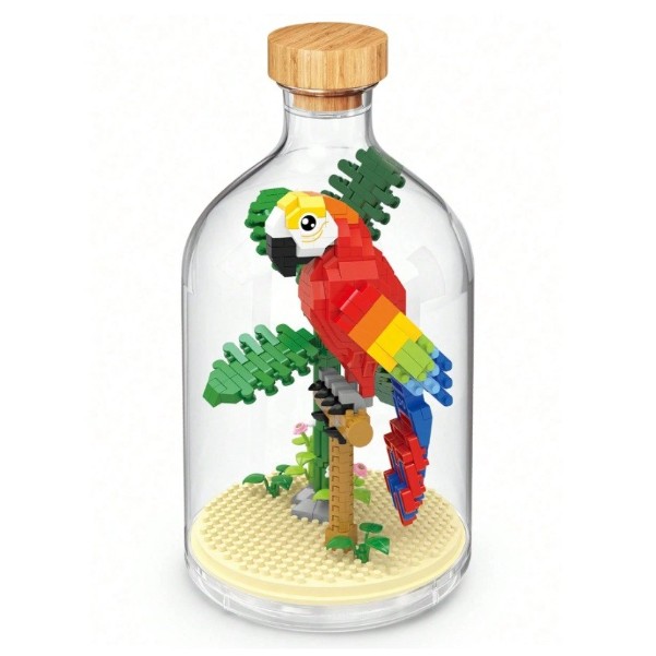 Set de Construit in Sticla, , 483 Piese, din Plastic, +14 Ani, 10 x 19.6 cm, Model Papagal, Multicolor 2