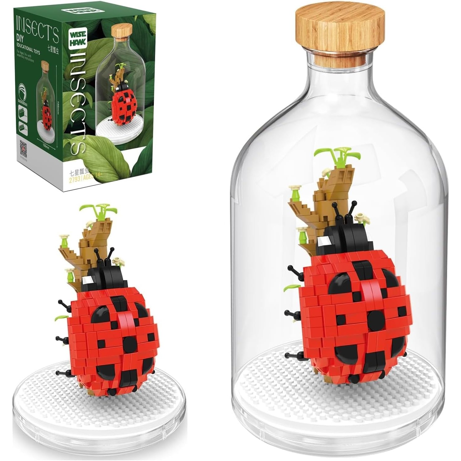 Set de Construit in Sticla, Flippy, 379 Piese, din Plastic, +14 Ani, 10 x 19.6 cm, Model Buburuza, Multicolor