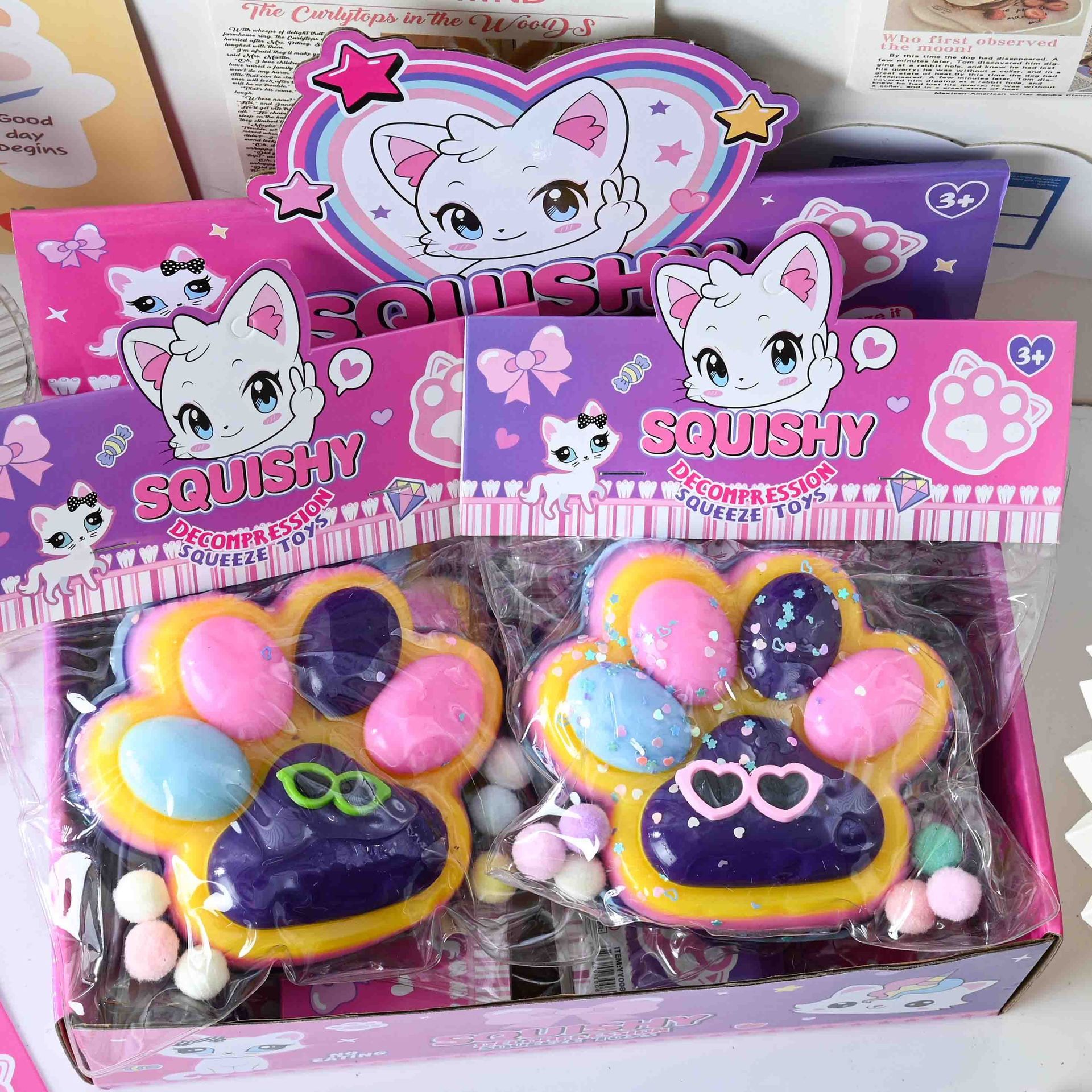 Jucarie Antistres Squishy, Flippy, cu Revenire Lenta, Squeeze Toys, Model Cat Paw, 12.5x10.5 cm, 220g, +3 Ani, din TPR, Model 5, Multicolor