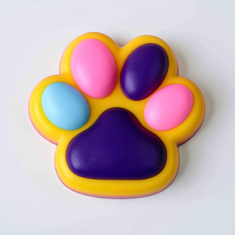 Jucarie Antistres Squishy, Flippy, cu Revenire Lenta, Squeeze Toys, Model Cat Paw, 12.5x10.5 cm, 220g, +3 Ani, din TPR, Model 5, Multicolor