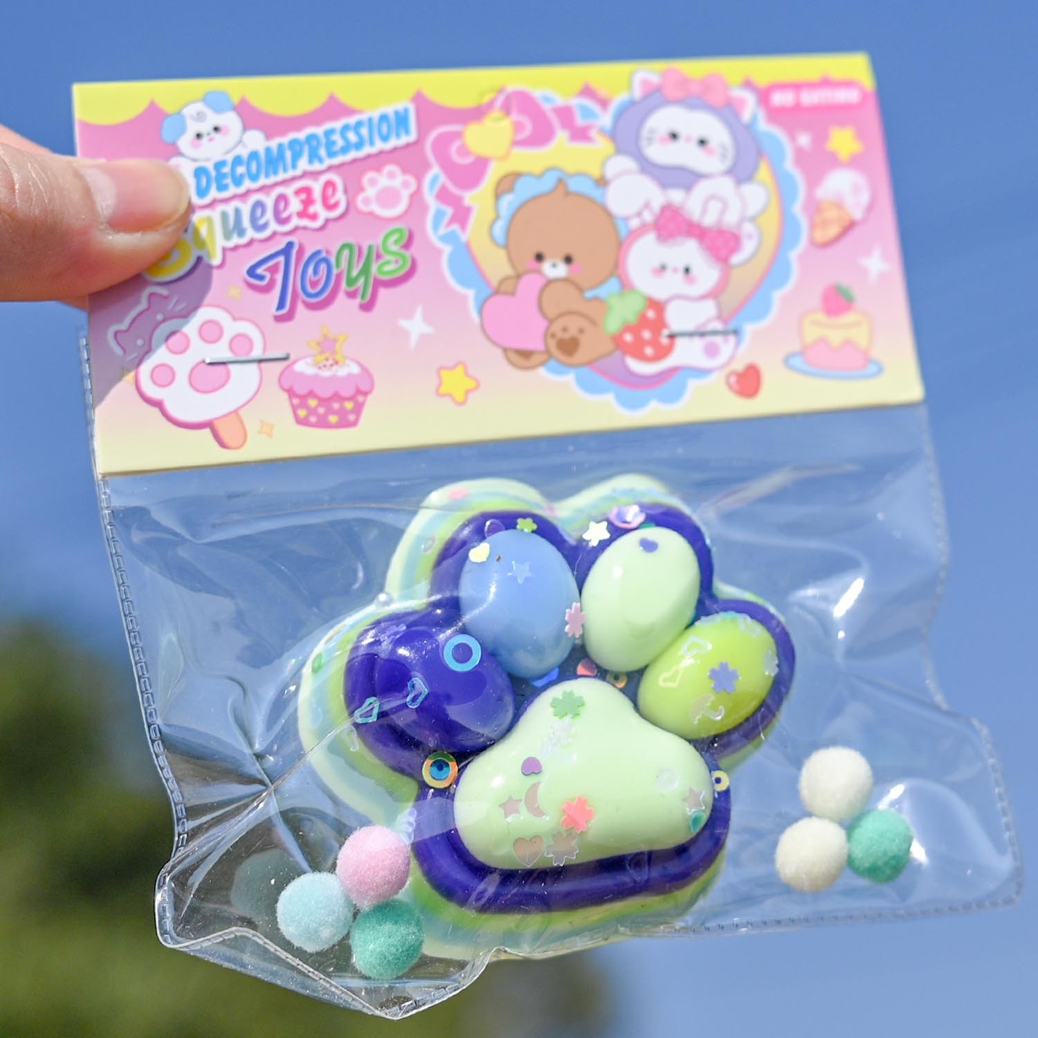 Jucarie Antistres Squishy, Flippy, cu Revenire Lenta, Squeeze Toys, Model Cat Paw, 12.5x10.5 cm, 220g, +3 Ani, din TPR, Model 6, Multicolor