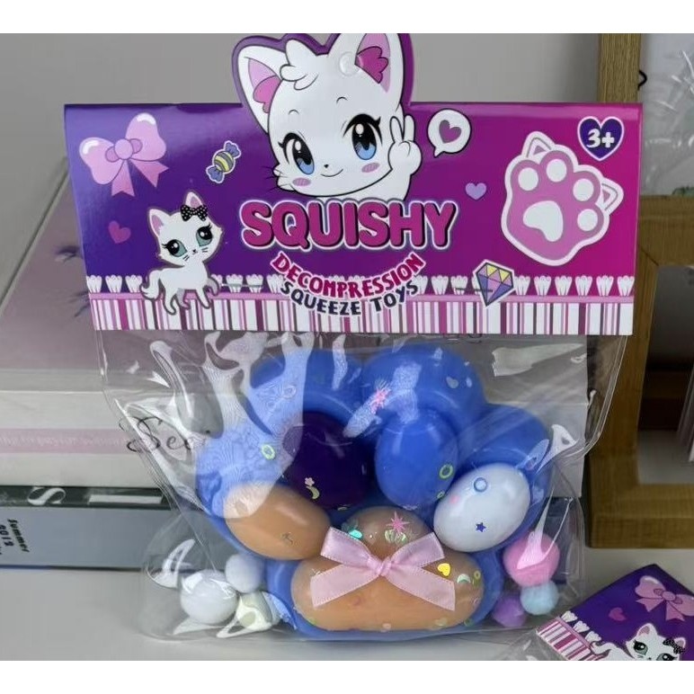 Jucarie Antistres Squishy, Flippy, cu Revenire Lenta, Squeeze Toys, Model Cat Paw, 12.5x10.5 cm, 220g, +3 Ani, din TPR, Model 7, Multicolor