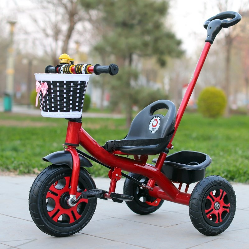 Tricicleta pentru Copii, Flippy, Tricicleta Model Mickey, Ghidon cu Cos pentru Depozitare, Maner Impingere, Varsta 1-5 Ani, 80 x 60 x 53 cm, Rosu