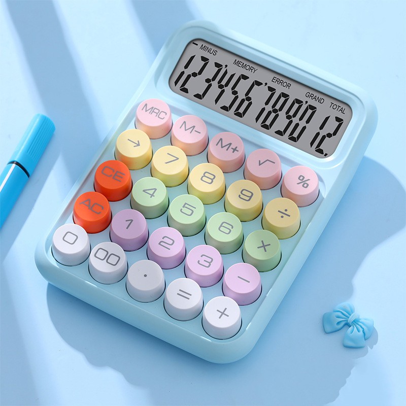 Calculator Electronic pentru Copii, Flippy, Calculator Dragut pentru Scoala Primara, Ecran mare 12 digits si Tastatura Mecania, 16 x 11 x 2 cm, Albastru