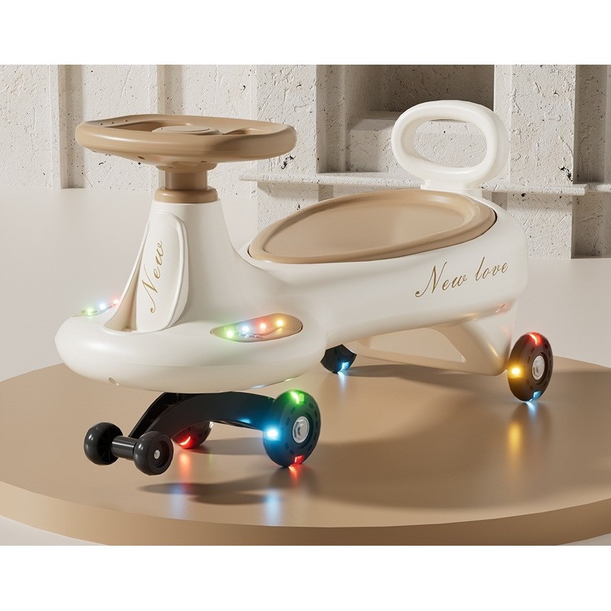 Masinuta, Flippy, 1-8 Ani, Rotire 360 Grade, Anti-rasturnare, Roti Silentioase, Impingere, Bluetooth, 66 x 32 x 37 cm, Bej