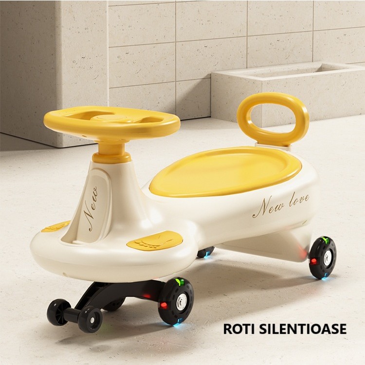 Masinuta, Flippy, 1-8 Ani, Rotire 360 Grade, Anti-rasturnare, Roti Silentioase, Impingere, Bluetooth, 66 x 32 x 37 cm, Galben
