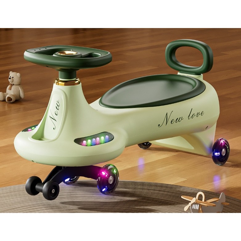 Masinuta, Flippy, 1-8 Ani, Rotire 360 Grade, Anti-rasturnare, Roti Silentioase, Impingere, Bluetooth, 66 x 32 x 37 cm, Verde