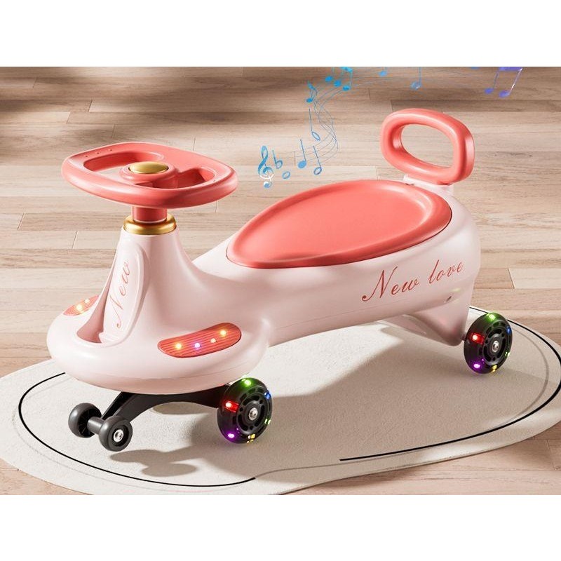 Masinuta, Flippy, 1-8 Ani, Rotire 360 Grade, Anti-rasturnare, Roti Silentioase, Impingere, Bluetooth, 66 x 32 x 37 cm, Roz