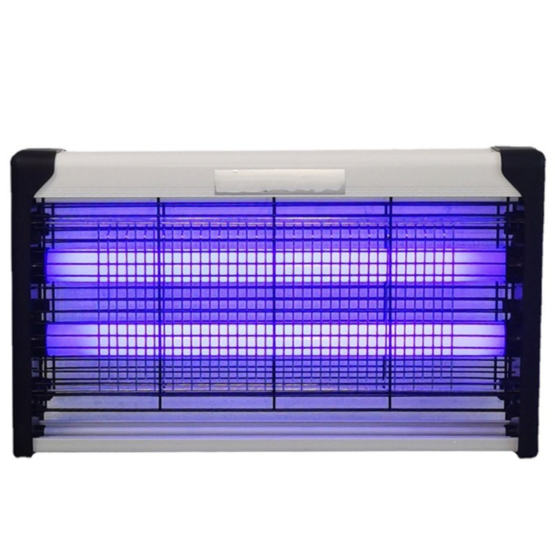 Lampa Electrica Anti Insecte, Flippy, Lumina Neon, 2 tuburi cu putere de 40W, Suspensie Perete, Carcasa din Plastic Metalica, 64 x 25 x 6 cm, Alb Negru