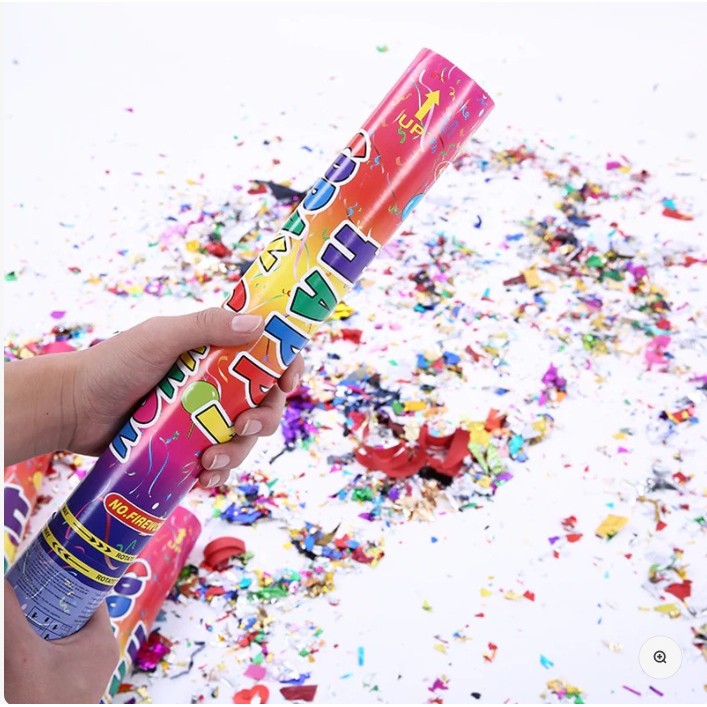Tub de Confetti, Flippy, Clasic, 30x5 cm, Confetii Asortate din Plastic, Eliberare prin Rasucire, Multicolor
