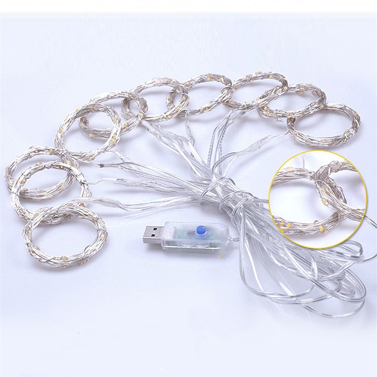 Instalatie de Craciun, Flippy, Instalatie de Tip Perdea IP44, Alimentare prin Port USB si Telecomanda cu 8 functii, 6m x 3m, 600 LED, Alb Cald