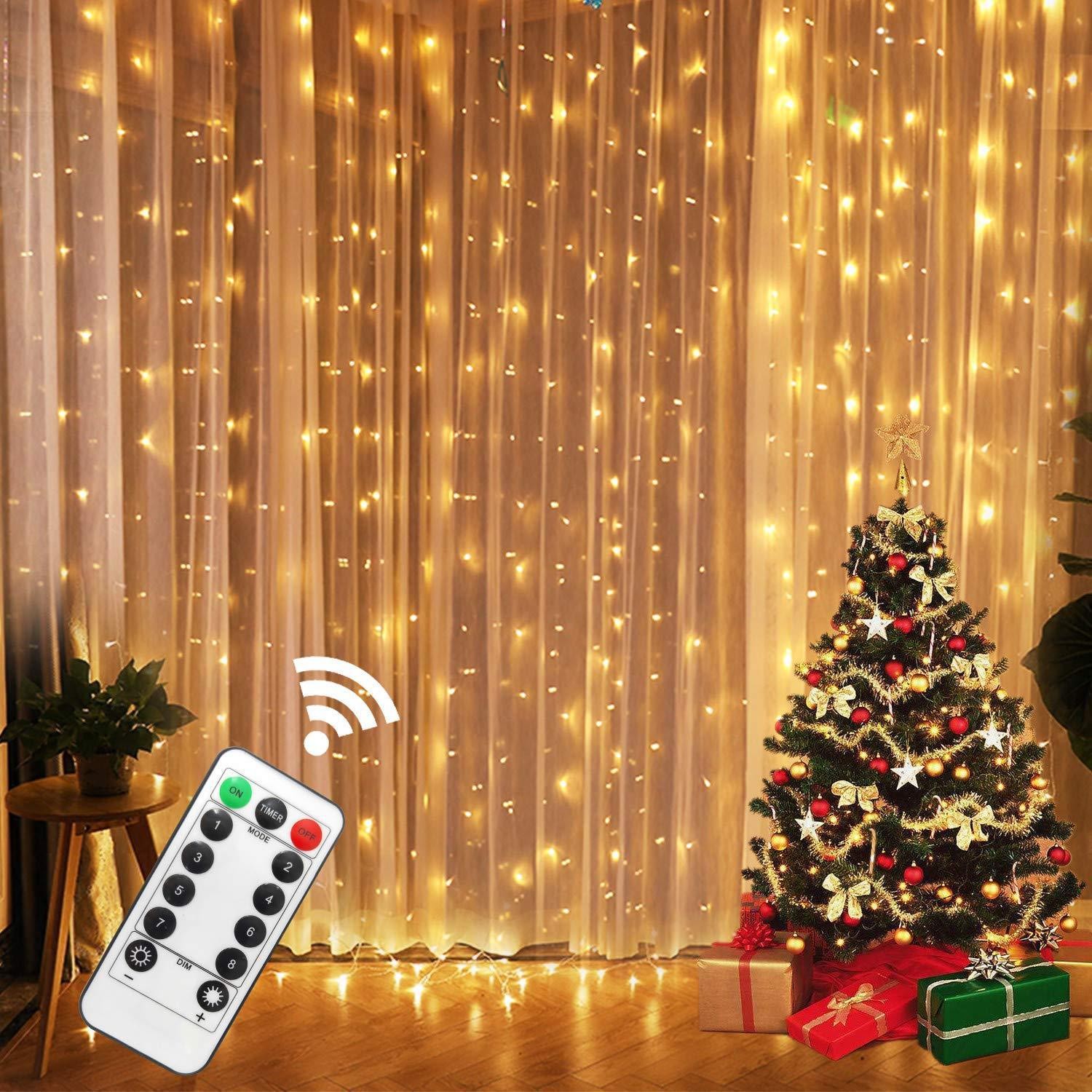 Instalatie de Craciun, Flippy, Instalatie de Tip Perdea IP44, Alimentare prin Port USB si Telecomanda cu 8 functii, 6m x 3m, 600 LED, Alb Rece