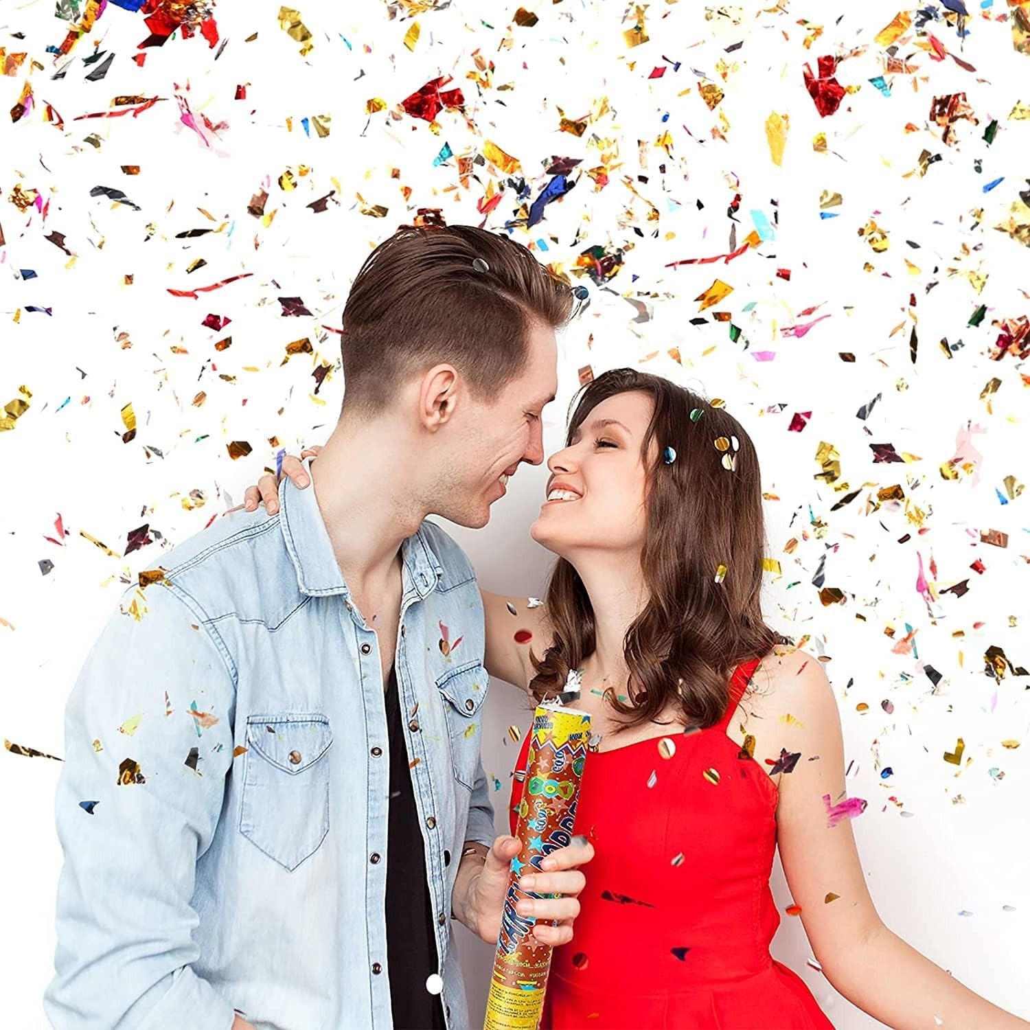Tub de Confetti, Flippy, Party Popper, 40x5 cm, Confetii Asortate din Aluminiu, Multicolor