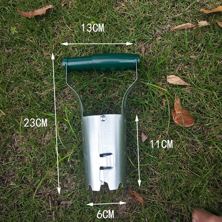 Transplantator Agricol Cilindric, Flippy, din Otel si Plastic, 6 cm Diametru, cu Maner Flexibil, 23 x 6 x 13 cm, Verde