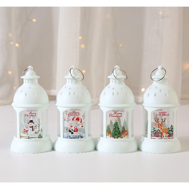 Decoratiune de Craciun, Flippy, Model Sfesnic de Birou, Mos Craciun, din Plastic, cu Inel de Agatat, 6.8 x 13.5 x 2 cm, Alb