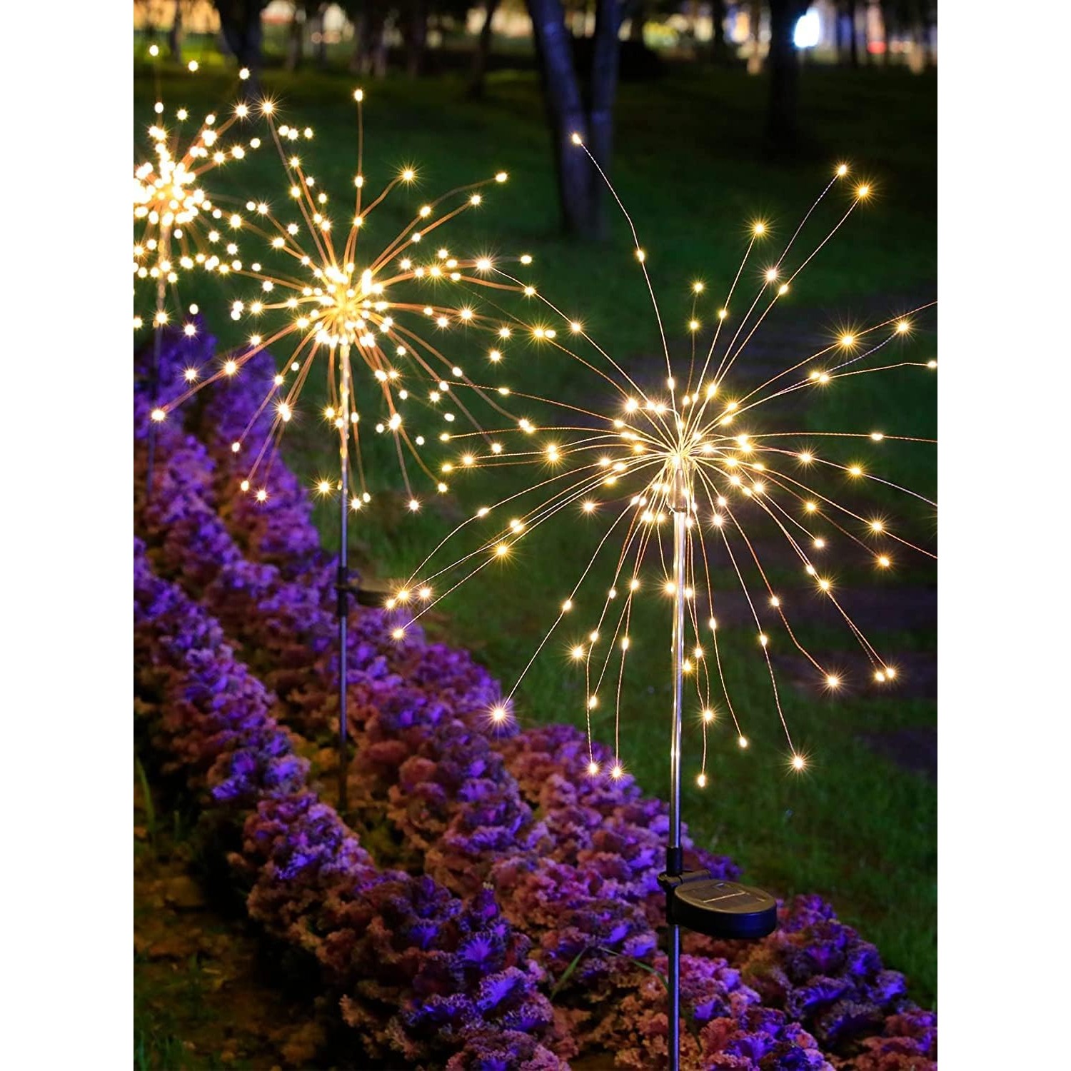 Lampa Solara, Flippy, Decor Gradina, Model Fireworks/Artificii, din Sarma de Cupru, 120 LED-uri, 55W, 90 cm, Alb Cald