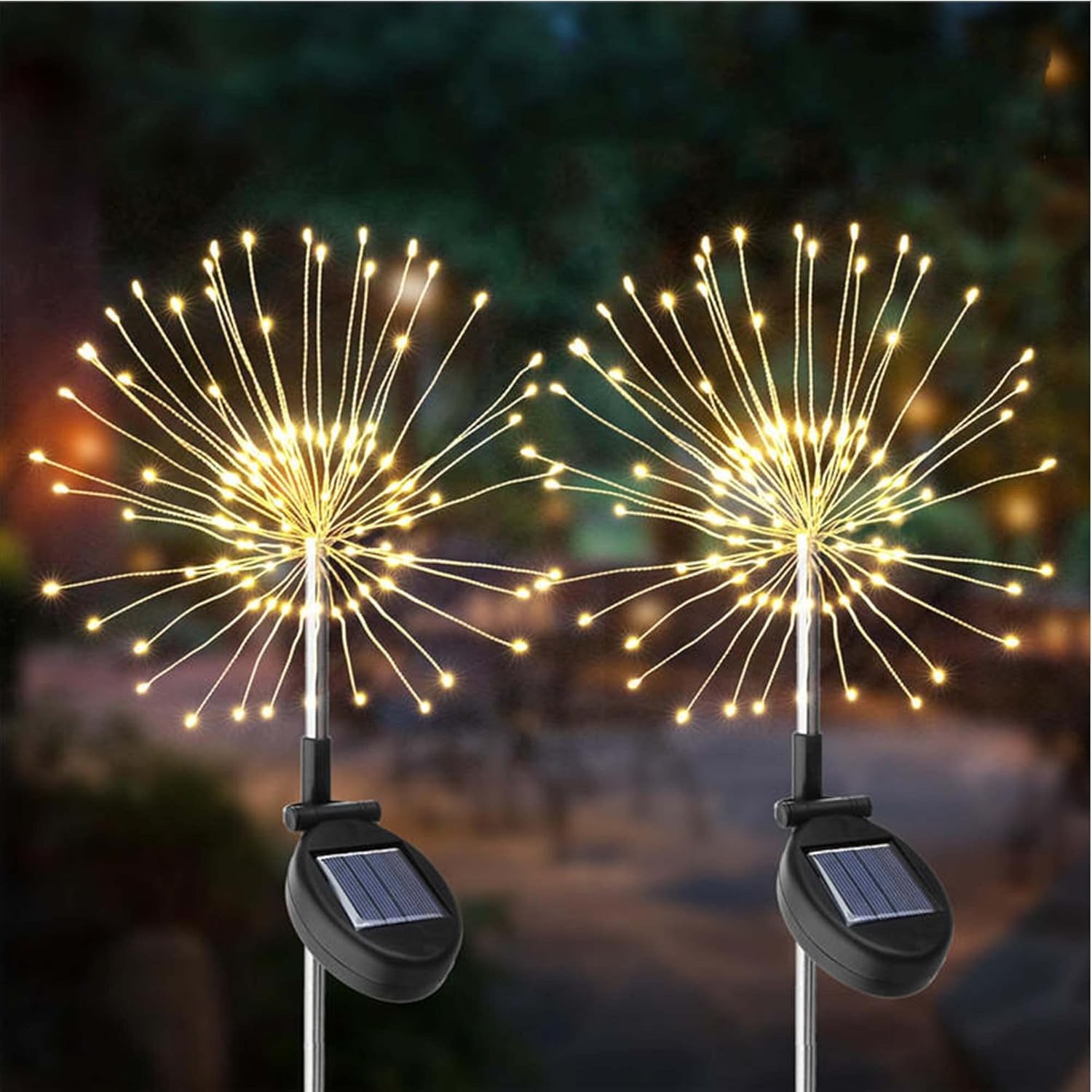 Lampa Solara, Flippy, Decor Gradina, Model Fireworks/Artificii, din Sarma de Cupru, 120 LED-uri, 55W, 90 cm, Alb Cald