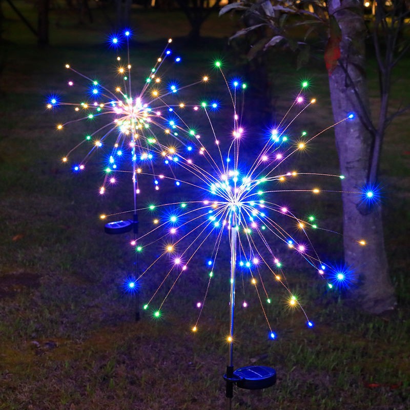 Lampa Solara, Flippy, Decor Gradina, Model Fireworks/Artificii, din Sarma de Cupru, 120 LED-uri, 55W, 90 cm, Multicolor