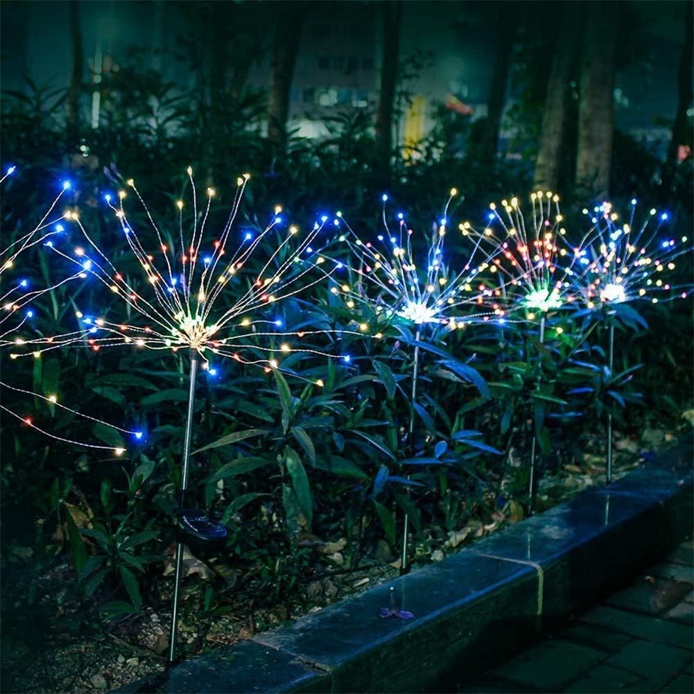Lampa Solara, Flippy, Decor Gradina, Model Fireworks/Artificii, din Sarma de Cupru, 120 LED-uri, 55W, 90 cm, Multicolor