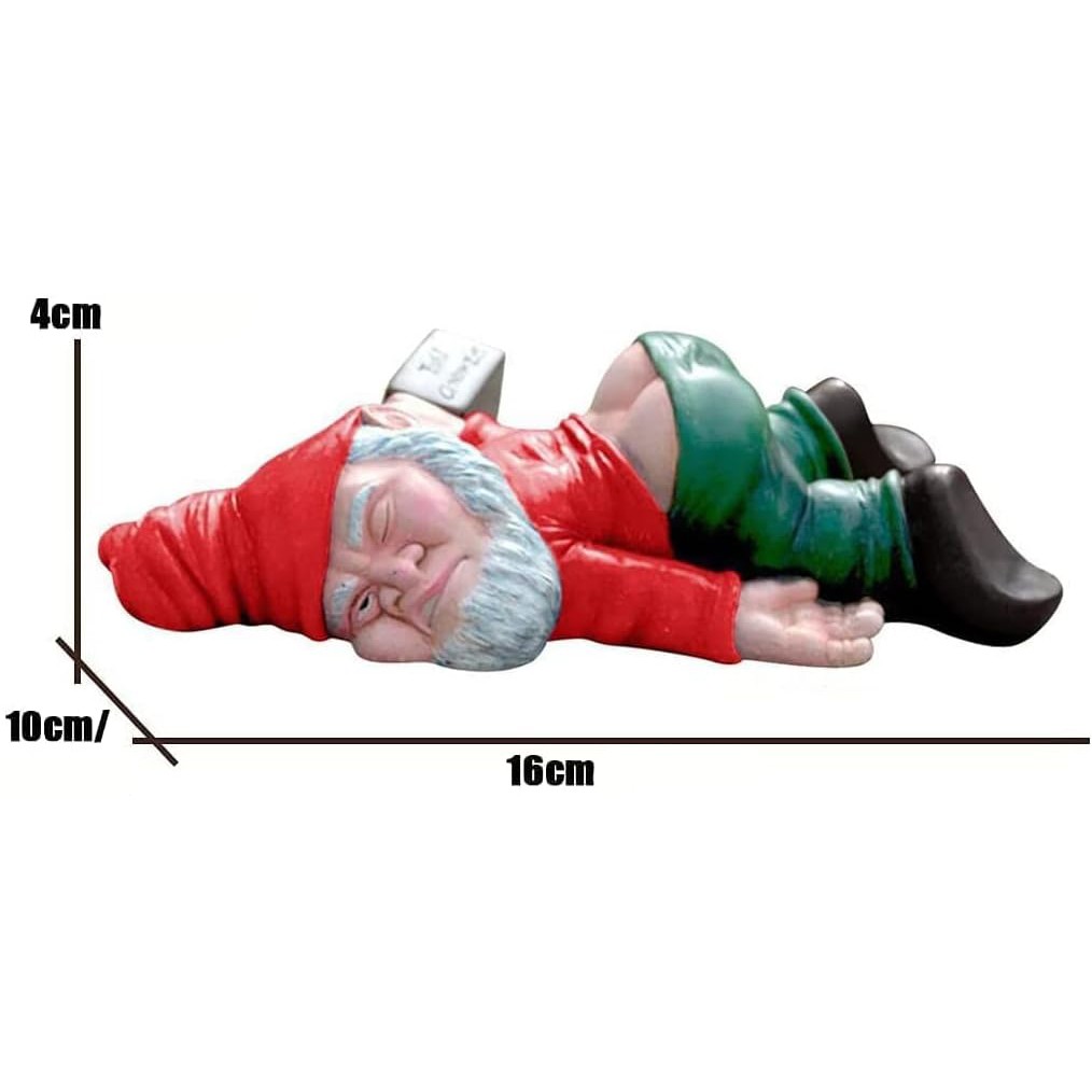 Decoratiune pentru Gradina, Flippy, Model Pitic de Gradina Beat, Statuie Amuzanta pentru Gradina, Decor pentru Gradina, Gnom Beat, 15 cm, Rosu