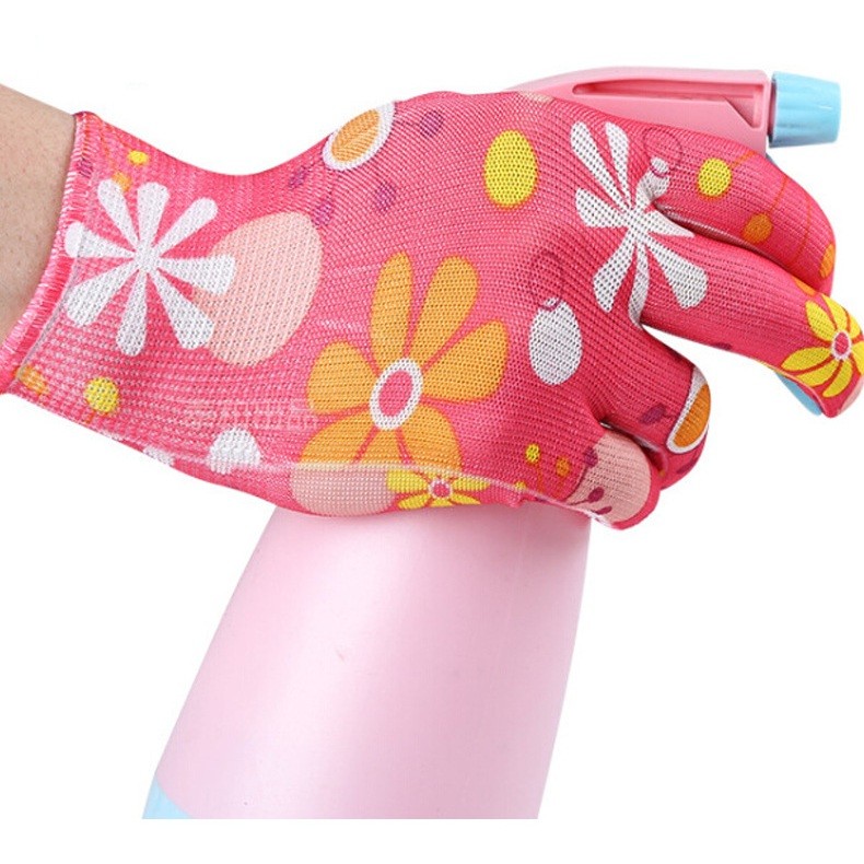 Manusi de Gradinarit, Flippy, din Nailon, Marime Universala 20 cm, Model Inflorat, Antiderapante, Multicolor