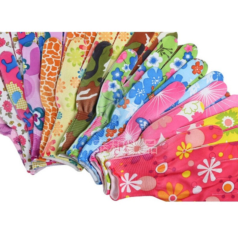 Manusi de Gradinarit, Flippy, din Nailon, Marime Universala 20 cm, Model Inflorat, Antiderapante, Multicolor