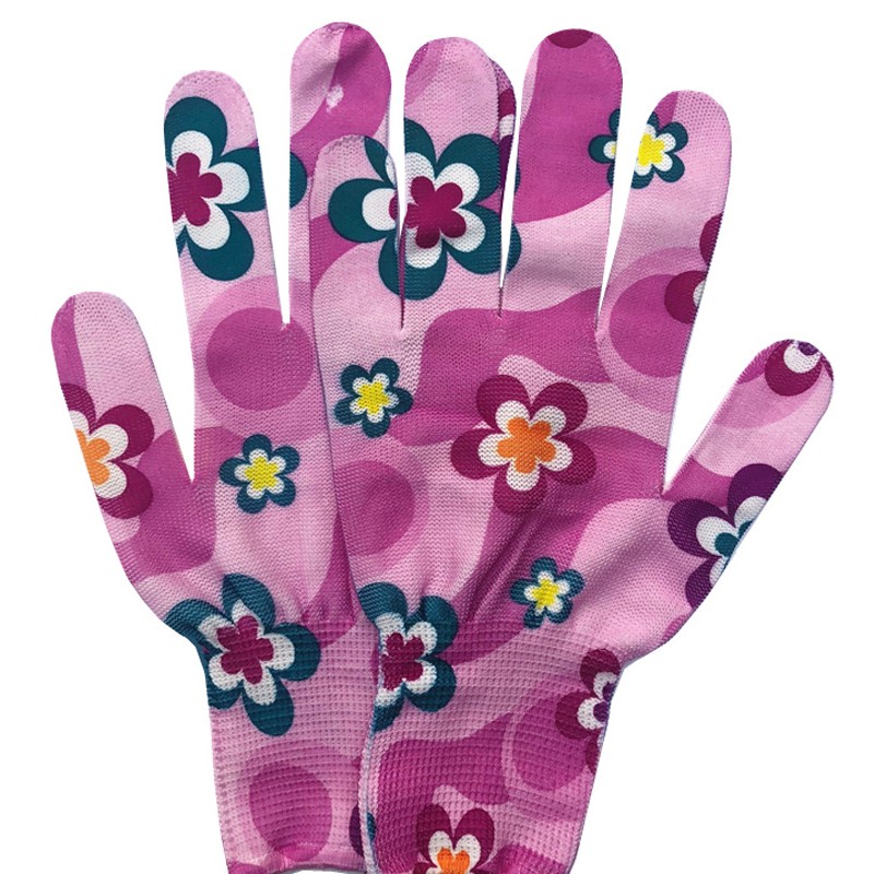 Manusi de Gradinarit, Flippy, din Nailon, Marime Universala 20 cm, Model Inflorat, Antiderapante, Multicolor