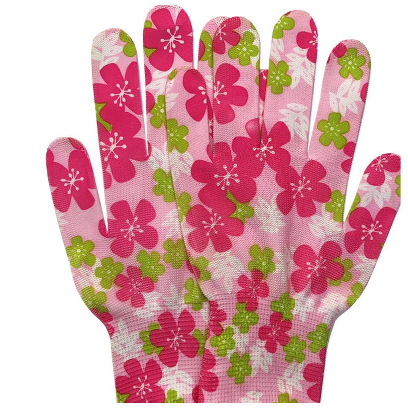Manusi de Gradinarit, Flippy, din Nailon, Marime Universala 20 cm, Model Inflorat, Antiderapante, Multicolor
