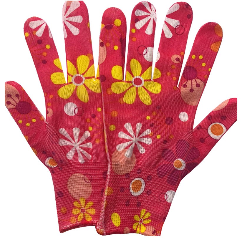Manusi de Gradinarit, Flippy, din Nailon, Marime Universala 20 cm, Model Inflorat, Antiderapante, Multicolor