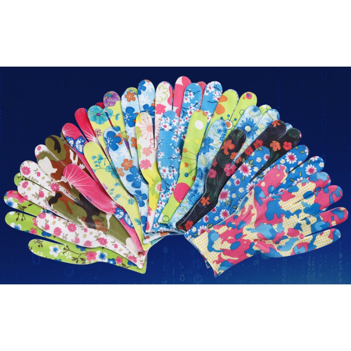 Manusi de Gradinarit, Flippy, din Nailon, Marime Universala 20 cm, Model Inflorat, Antiderapante, Multicolor