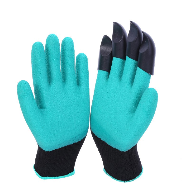Manusi de Gradinarit cu Gheare, Flippy, Manusi Universale Marime L, Rezistente la Uzura, Impermeabile, Multifunctionale pentru Sapare si Plantare, Negru Verde deschis