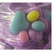 Jucarie Antistres Squishy, Flippy, cu Revenire Lenta, Labuta de Pisica Pufoasa, 8.5 x 7.5 cm, Ambalaj Transparent, Mov Multicolor