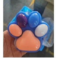 Jucarie Antistres Squishy, Flippy, cu Revenire Lenta, Labuta de Pisica Pufoasa, 8.5 x 7.5 cm, Ambalaj Transparent, Albastru Portocaliu