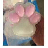 Jucarie Antistres Squishy, Flippy, cu Revenire Lenta, Labuta de Pisica Pufoasa, 8.5 x 7.5 cm, Ambalaj Transparent, Alb Roz