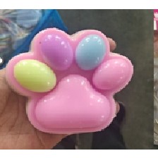 Jucarie Antistres Squishy, Flippy, cu Revenire Lenta, Labuta de Pisica Pufoasa, 8.5 x 7.5 cm, Ambalaj Transparent, Roz Multicolor