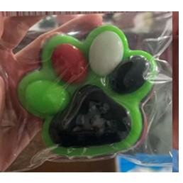 Jucarie Antistres Squishy, Flippy, cu Revenire Lenta, Labuta de Pisica Pufoasa, 8.5 x 7.5 cm, Ambalaj Transparent, Verde Negru