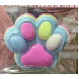 Jucarie Antistres Squishy, Flippy, cu Revenire Lenta, Labuta de Pisica Pufoasa, 8.5 x 7.5 cm, Ambalaj Transparent, Albastru Multicolor
