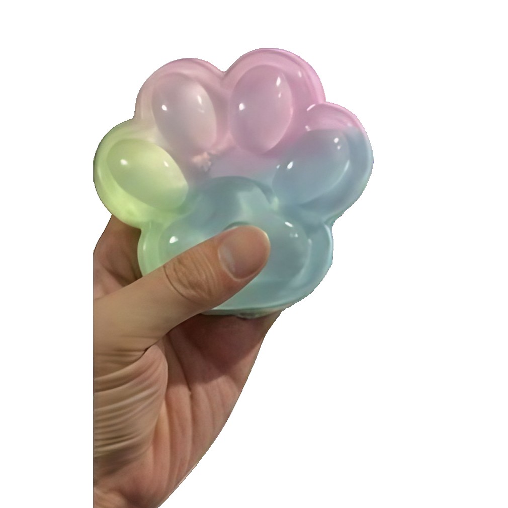 Jucarie Antistres Squishy, Flippy, cu Revenire Lenta, Squeeze Pinch Family, Model Cat Paw, 12.5x10.5 cm, 220g, Ambalaj Transparent, Model 024, Multicolor