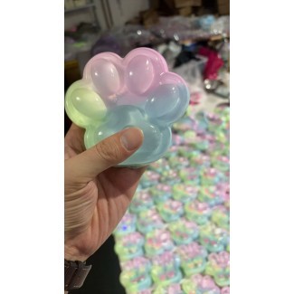 Jucarie Antistres Squishy, Flippy, cu Revenire Lenta, Squeeze Pinch Family, Model Cat Paw, 12.5x10.5 cm, 220g, Ambalaj Transparent, Model 024, Multicolor