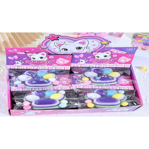 Jucarie Antistres Squishy, Flippy, Labuta de Pisica Squeeze Toys, cu Revenire Lenta, 7.5 cm, Model 270513, Multicolor