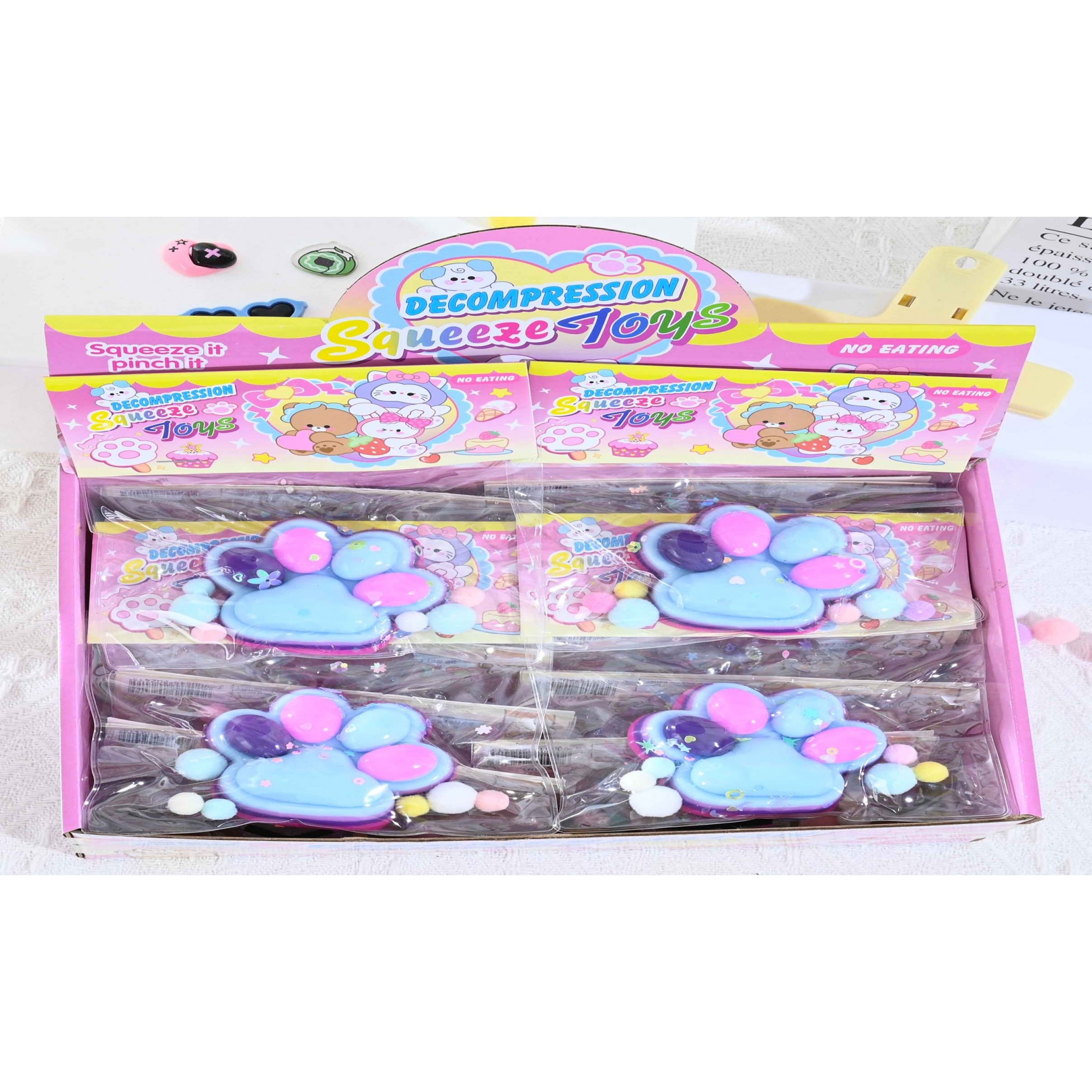 Jucarie Antistres Squishy, Flippy, Labuta de Pisica Squeeze Toys, cu Revenire Lenta, 7.5 cm, Model 270517, Multicolor