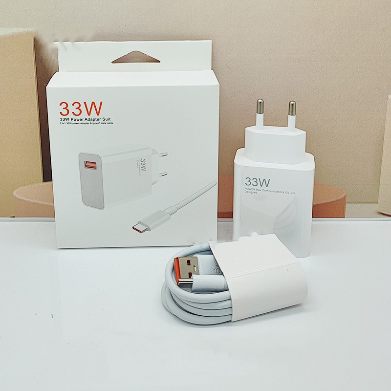 Incarcator Retea Super Charge pentru Telefon, Flippy, 33W Standard UE, Port USB-B cu Cablu TYPE-C de 1m Inclus, Alb